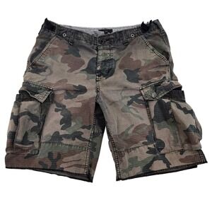 OBEY PROPAGANDA 32 Camo Cargo Shorts Rip Stop Raw Hem Streetwear MIL SPEC Thrash
